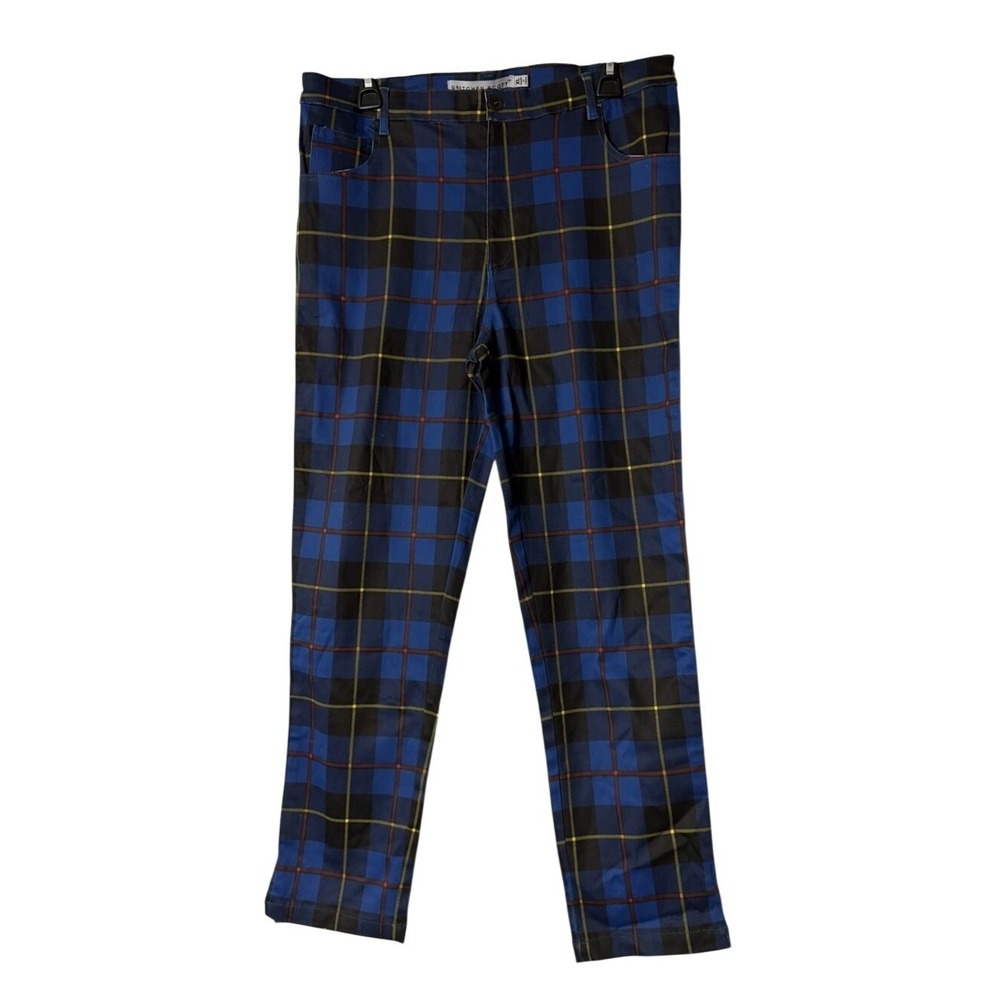 NWT Gretchen Scott Womens Gripeless Plaid Cooper Multicolor Stretch Jeans XL